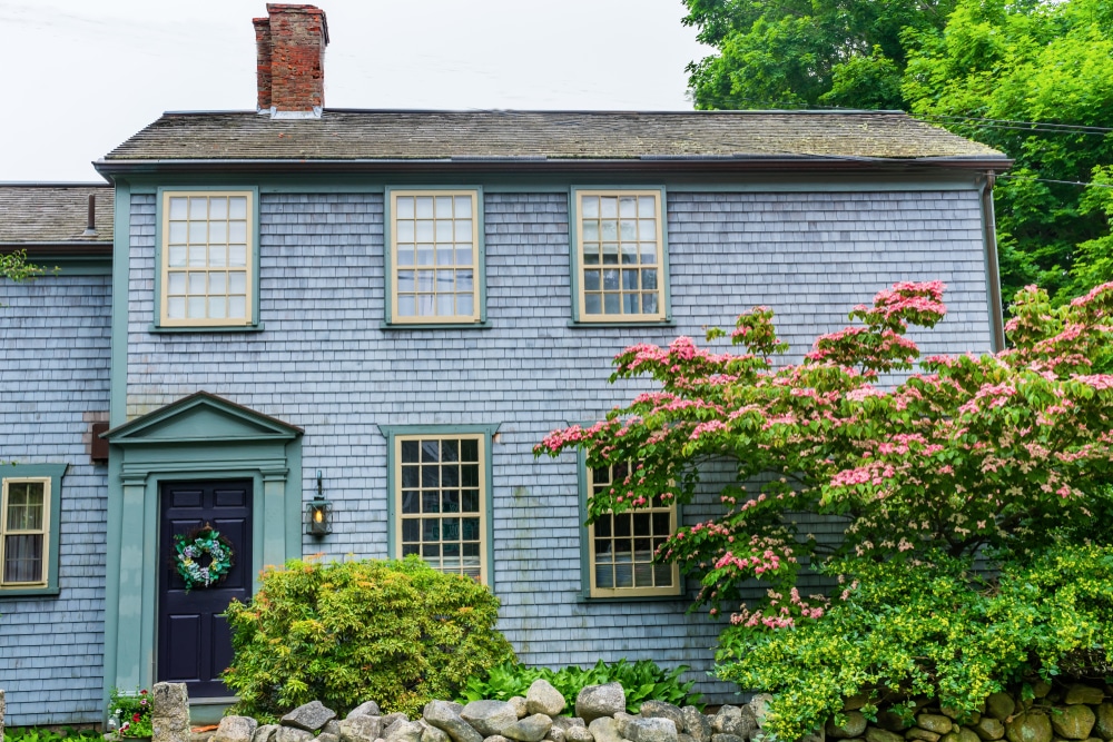 House with shrubs