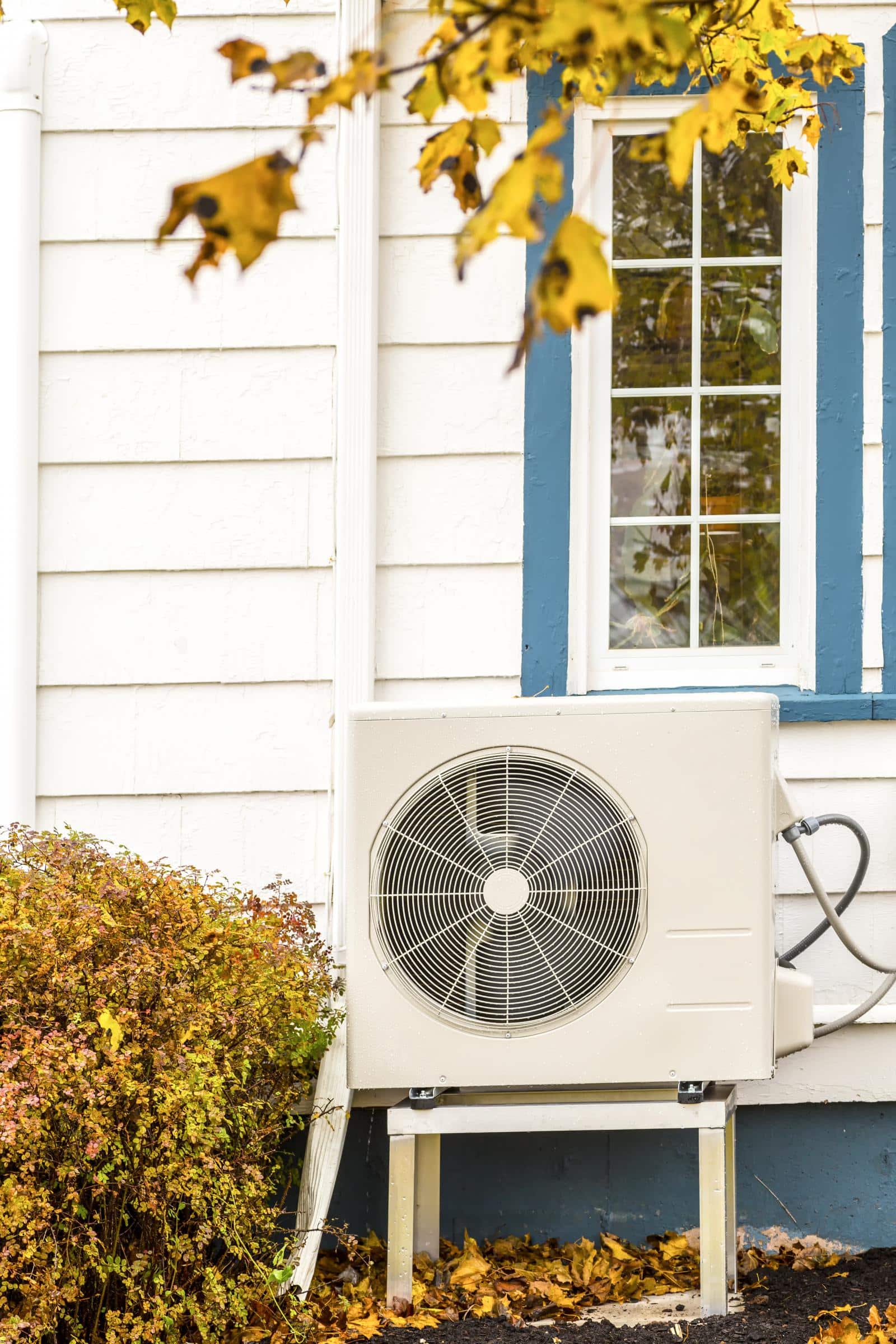 Heat pump outdoors in fall