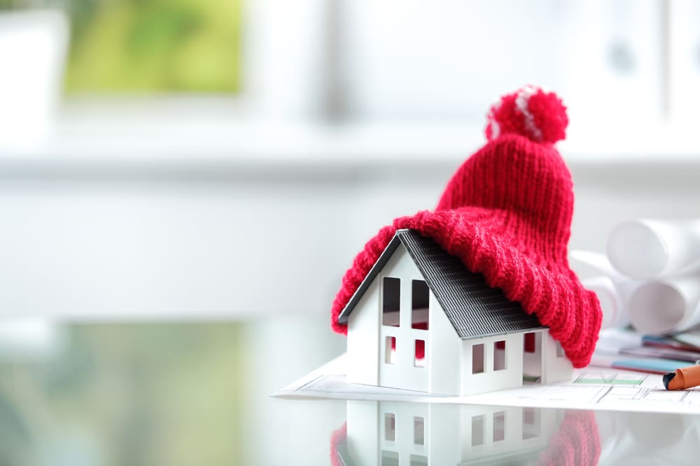 House with knit hat